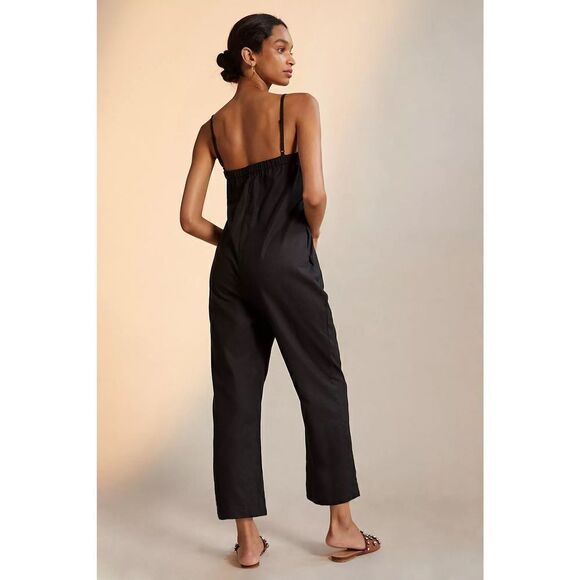 Anthropologie - hutch Satin Bow-Tie Jumpsuit black size M - Picture 3 of 10